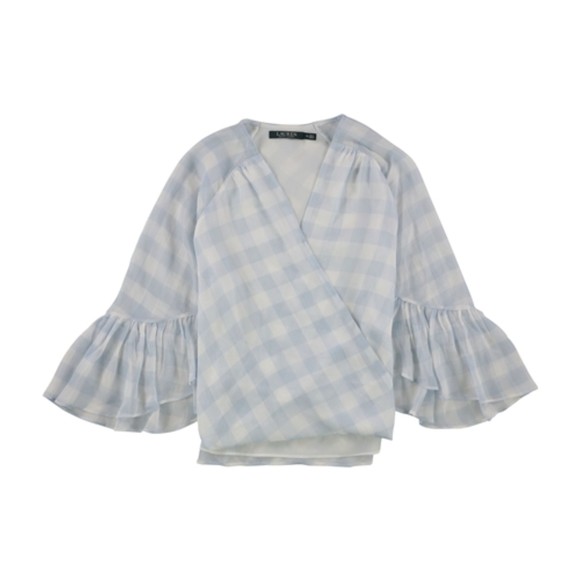 Lauren Ralph Lauren Womens Georgette Blue Pullover Blouse Lined chiffon XSP - Picture 1 of 9